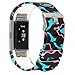 RedTaro Replacement Elastomer Wristband for Fitbit Charge 2, Small (5.9-8.6)-Inches, 291 - Celebration, Splanish-ink and Green Streak