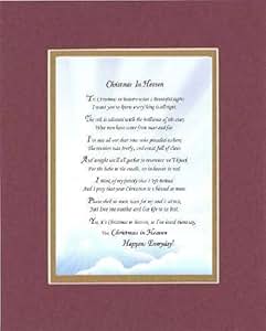 Amazon.com: Poem for Bereavement - Christmas in Heaven Poem on 11 x 14 inches Double Beveled
