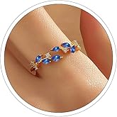 cotwdi Gold Rings Non Tarnish Silver Adjustable Rings for Women Cubic Zirconia Leaf Ring Dainty Silver Stackable Ring for Women