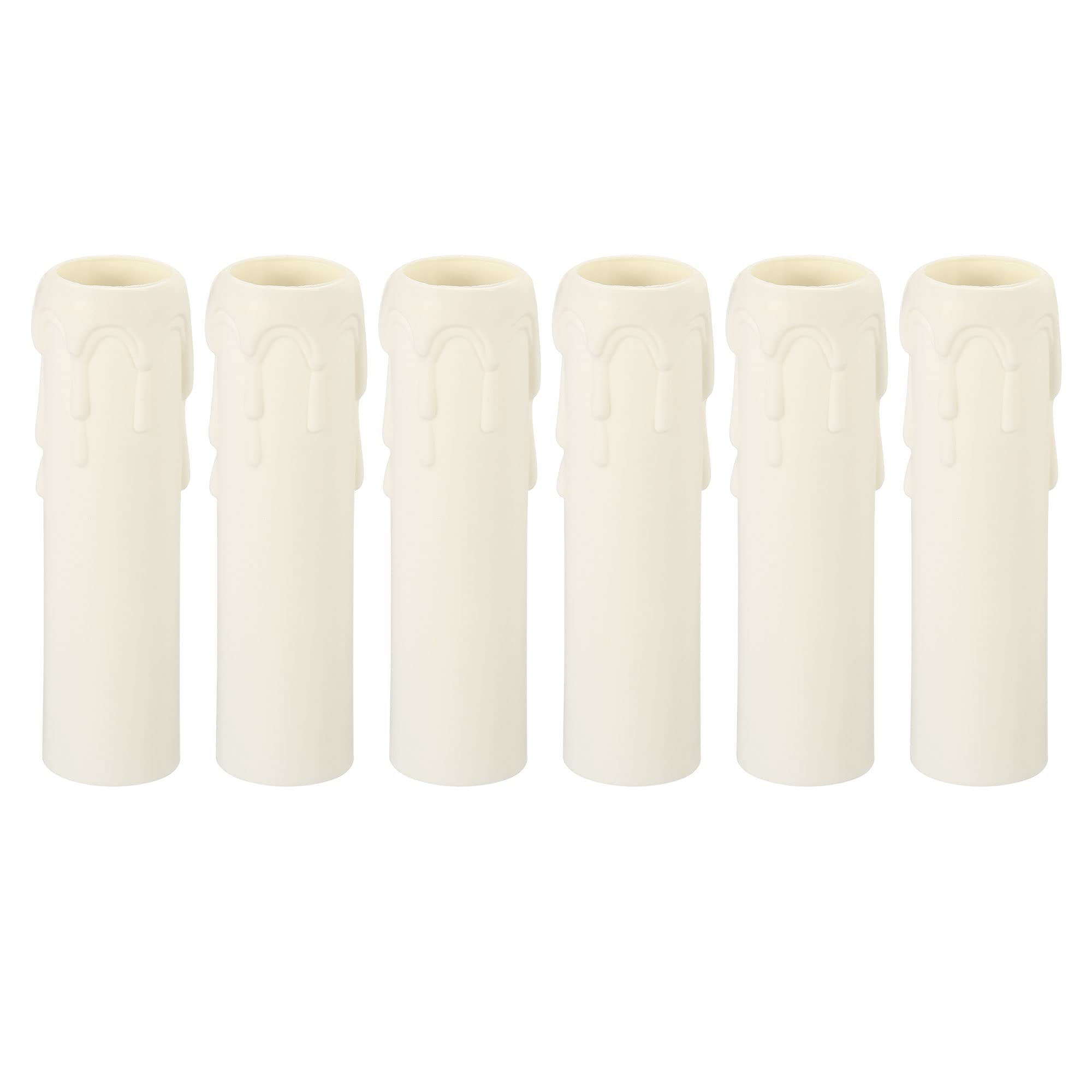 PATIKIL 25x100mm Candle Socket Covers, 6 Pack Plastic Sleeves Candelabra Base Accessories for E14 Chandelier, White