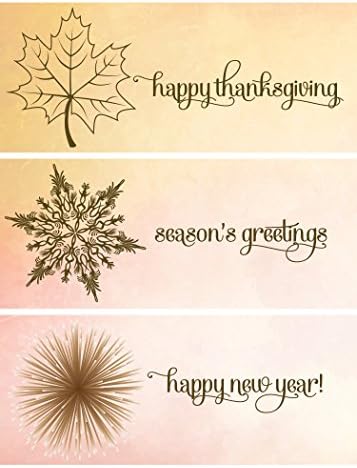 Thanksgiving Greeting Cards - TH1512. Business Greeting Card Featuring Messages and Images for the Entire Holiday Season. Box Set Has 25 Greeting Cards and 26 White with Gold Foil Lined Envelopes.