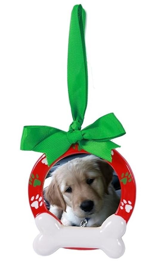 Christmas Holiday Puppy Dog Photo Frame Ornament w Paw