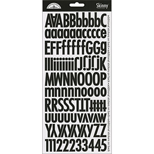 Doodlebug Skinny Cardstock Alpha Stickers, Beetle Black