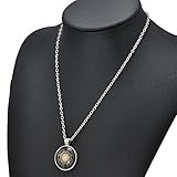 ERAWAN Fashion Sri Yantra Photo Cabochon Glass Pendant Silver Chain Necklace Jewelry EW sakcharn