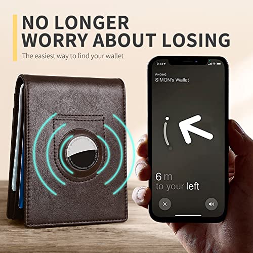 RUNBOX Airtag Wallet for MenMens Wallets with Slim BifoldAir Tag