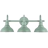 Ceybo Teal 3 Light Bathroom Vanity Light Wall Fixture with Farmhouse Metal Shades, Dimmable Modern Country Home Lighting, SHI