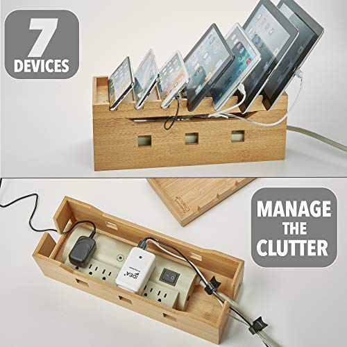 Prosumer's Choice Natural Bamboo Power Cable Management Cord Box with 7 Device Rack - Thumbnail 6