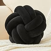 Petrella Knot Pillow Ball Throw Pillow Home Decor Aesthetic Round Cute Plush Pillows,Black 8inch