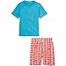SwimZip Zipper Short Sleeve Rash Guard Swimsuit Set DinoMite Gray