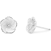 Boma Jewelry Sterling Silver Hibiscus Flower Stud Earrings