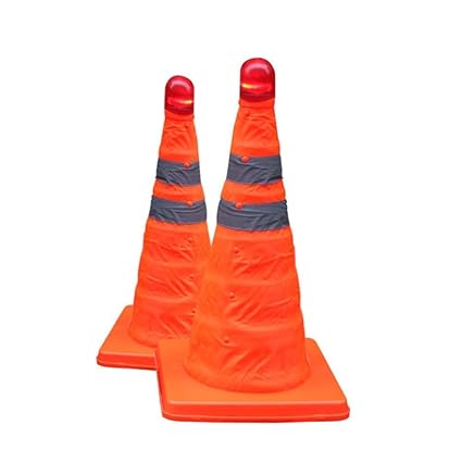 CBEXEmergency Folding Road Safety Traffic Cone Warning Barricades Sign with LED Flashing Light