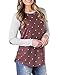 Foshow Womens Spring Shirts Polka Dot Printed Top Raglan Sleeve Crew Neck Tshirt