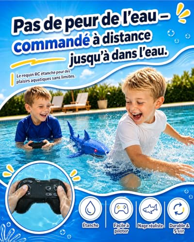 KOKODI Shark Remote Control Robot Luminous for Kids 3 Years and Above - Waterproof Water Toy for Swimming Pool and Summer Bath, Waterproof Remote Control Birthday Gift Unisex Boy Girl
