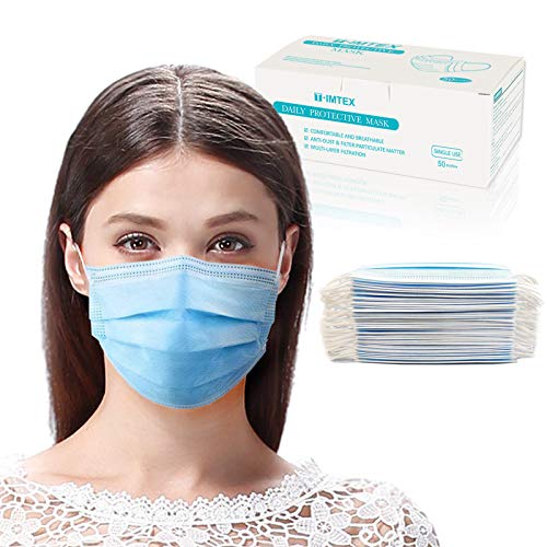 Disposable Protective Face Mask, Breathable 3 Ply Masks with Earloops