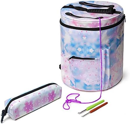 Yarn Bin/Drum storage for crochet and knitting Knitting Yarn Holder, Wool Storage Bag Portable, Lightweight and Easy to Carry (Light Blue)