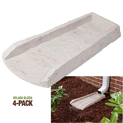 4-Pack Decorative Downspout Natural Stone Texture Splash Block Rain Gutter Drain Extender
