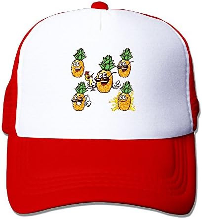 Vicop Happy Pineapple Trucker Cap Summer Mesh Hat With Adjustable Strap Red