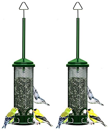 Squirrel Buster Mini 4.4"x4.4"x21" (w/hanger) Wild Bird Feeder with 4 Metal Perches, 1.3lb Seed Capacity (Pack of 2)
