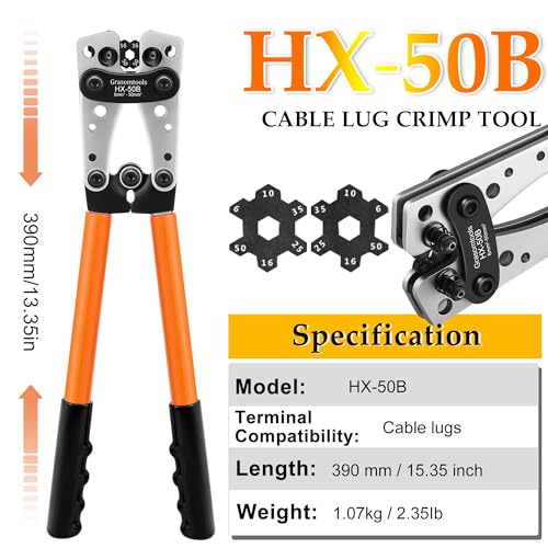 Battery Terminals Crimping Pliers with 60 pieces copper ring terminals, 8 sizes of terminals and 60 pieces heat shrink sleeves.