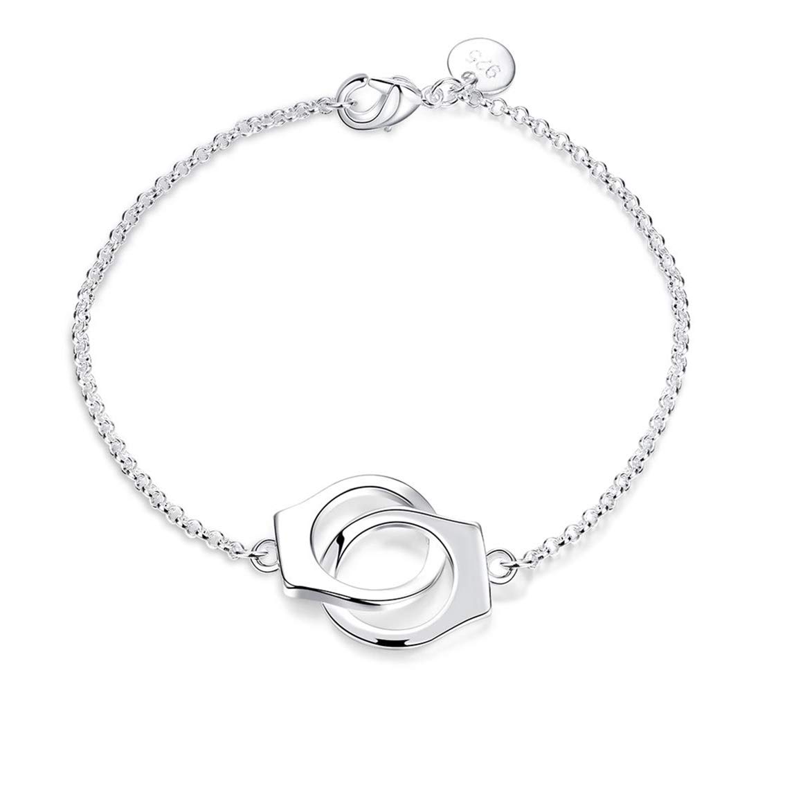 QIANDI Fashion Handcuff Bracelet 925 Silver Bracelet for Women One Size Sterling Silver No Stone, One Size, Sterling Silver, without stone