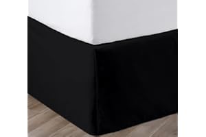 SGI Bedding 18 inch Drop Bed Skirt Queen Size - Platform Style with Secure Fit, Classic Tailored Look, Elegant Pleated Style Dust Ruffle, Split Corners, Wrinkle Resistant Microfiber - Black