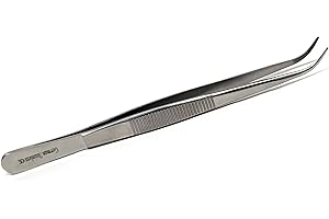 Precision Serrated Tweezers Multifunction Lab Forceps Made of Stainless Steel Comes in Ridged Handle for a Firm Grip - 5.5" C