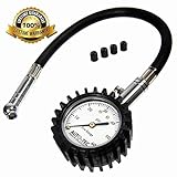 Auto-Tec Tire Pressure Gauge (60 PSI) - Best For Your Car or Motorcycle - Accurate, Heavy Duty & Dependable - With 4 Free Valve Caps