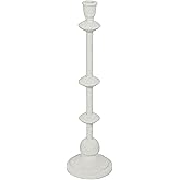 Creative Co-Op Tall Metal Taper Candle Holder in Sand Finish, Antique White