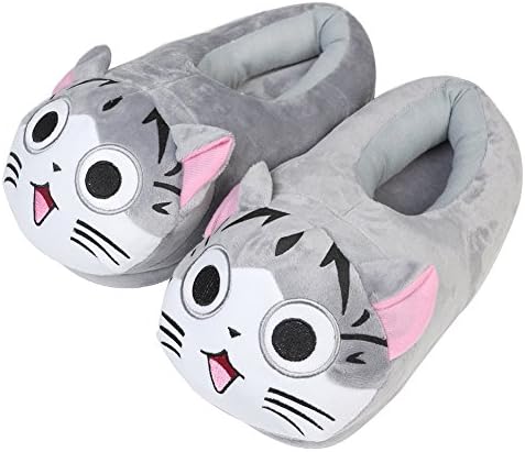 Winter Plush Slippers Creative Men Women Unisex Emoji Soft Cute Cartoon Winter Warm Home Indoor Shoes (cat)