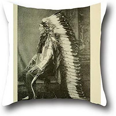 Kaari Ok Indian Chief Soft Square Cotton Pillow Cover Pillowcase With Hidden Zipper Closure( For Living Room, Sofa, Etc...) 16*16
