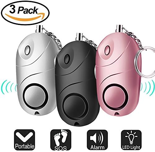 Personal Alarm Portable Loudly Alarm 3Pack 130DB Emergency Alarms Keychain SOS Safety Device Sensors Portable Personal Self Defense Security Anti-theft Alarm With Led Flashlight For Women Kids Elderly