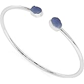 LUSTRE AND LIGHT Natural Rough Tanzanite 2 Stone Adjustable Twister Bangle Bracelet for Women in Sterling Silver, December Birthstone Jewelry Gifts for Her Birthday, Anniversary, Graduation