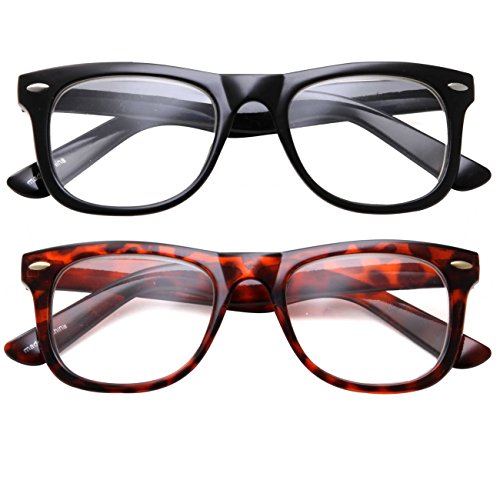 2 Pack High Magnification Reading Glasses Strong Power Readers - 4.00-6.00 Black and Tortoise /+5.00