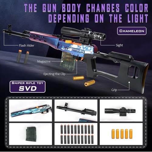 SK MISS Toy Gun for Kids, Color Changing Toy Gun, Foam Blaster Gun, Toy Guns with Soft Foam Bullet Blaster, 14+ Gifts for Kids