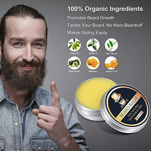 Beard Grooming Kit - Jurgen K Beard Care Kit for Men, Beard Growth Kit Pure Natural Beard Oil and Balm, Anti-Static Wooden Beard Brush and Comb, Sharp Beard Scissors, Luxury Gift Box and Free E-Book - Thumbnail 2