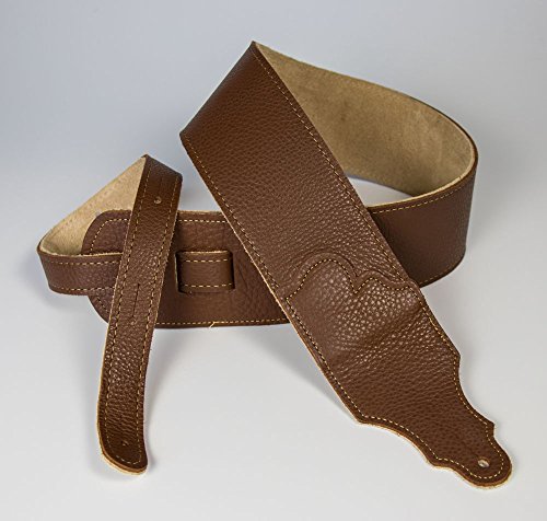 Franklin Strap 3" Original Natural Glove Leather with Suede Backing Guitar Strap Caramel/Gold Stitching