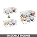 mDesign Plastic Kitchen Pantry and Fridge Storage Organizer Box Containers with Hinged Lid for Shelves or Cabinets, Holds Food, Snacks, Canned Drinks, Seasoning, Condiments, or Utensils, 2 Pack, Clear