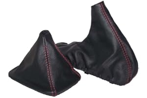 THE TUNING-SHOP LTD The Tuning-Shop compatible with Shift & E Brake Boot for BMW Z3 1996-2002 Black Italian Leather Red Stitching (13 Inch E Brake)