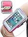 iPhone 13 Pro Max Armband, Universal Phone Pouch Galaxy Note 20 9 Running Armband Outdoor Sports Key Card Slot Arm Band Gym Wrist Bag Touchscreen Sleeve for iPhone 12 Pro Max 8 Plus Smartphone Pink