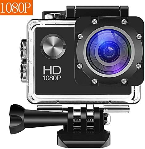 Bekhic Action Camera 12MP Full HD 1080P Waterproof Action Cam 30M Diving Underwater Camera 10 Mounting Accessories, 140 Degree Wide Angle, IP68 Waterproof Case 1050mAh Rechargeable