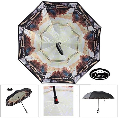 KEUOO Double Layer Inverted Umbrella Cars Reversible Umbrella (Maple Forest)