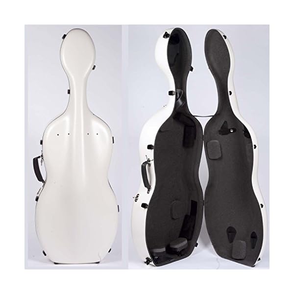 Accord Hybrid 4/4 Cello Case, Matte White Exterior with Grey Interior