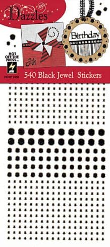 HOTP Dazzlles 540 Black Jewel Stickers N2436 3mm 5mm 7mm Glimmering Dots