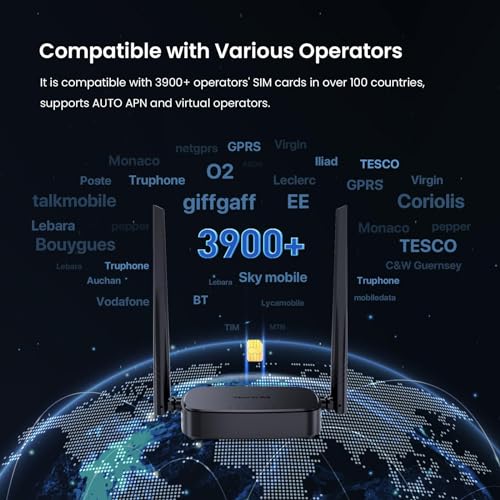 Tenda Router 4G SIM - Mobile WiFi Router 3G/4G Wireless Band 2.4 GHz, LTE Cat4, Fast Ethernet LAN/WAN Port, 2 * 4dBi External Antenna, NANO SIM Card, Plug and Play, 4G03 Pro