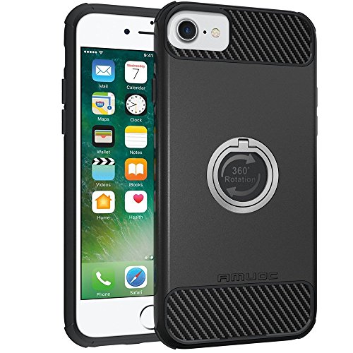 iPhone 8 Case, iPhone 7 Case, Amuoc Heavy Duty Shockproof Anti-Scratch Case with 360 Degree Rotating Ring Grip kickstand for iPhone 7/6s/6