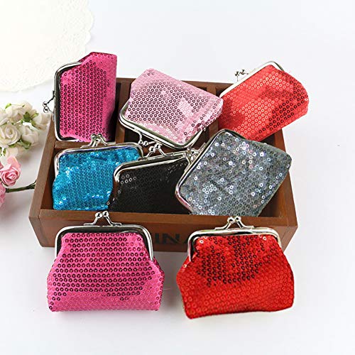 LovesTown 6 Pcs Sparkly Bling Coin Purses Sequin For Girl,Diva Party Favors For Xmas presents
