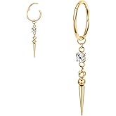 PEAKLINK Dangle Nose Ring Septum Piercing Jewelry 16G Septum Rings Surgical Steel Seamless Clicker Ring Dangly Nose Hoop Ring Daith Earrings Helix Rook Tragus Conch Jewelry Conch Earring