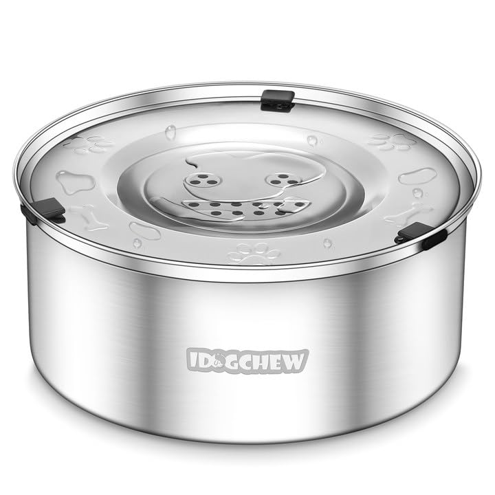 IDOGCHEW Water Bowl for Dog Non Spill 1L Pet Water Bowl for Dogs Large Capacity Slow Drink Splash Proof Floating Bowl Mess Free Non Slip for Vehicle Carried Dog Dogs Puppy 18x6.8 cm