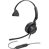 Yealink UH42 USB-C/A Mono Headset with Mic for PC Computer, Wired Headphones Teams Certified, Noise Cancelling Microphone, in-Line Controls, All Day Comfort