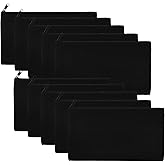Cruleen Blank Canvas Bag Zipper Pouch Makeup Bags Bulk - Multi-Purpose Canvas Pencil Pouch with Sturdy Zipper, Cosmetic Bag Travel Toiletry Bag for DIY Craft Projects (80, Black, 8.3x4.7)